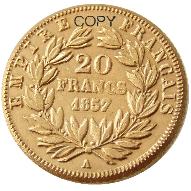 

Франция, Наполеон III, 20 франков, 1857A, позолоченные копии монет