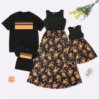family look sleeveless mother daughter dresses flower mommy and me matching clothes short sleeve father son t shirts outfits