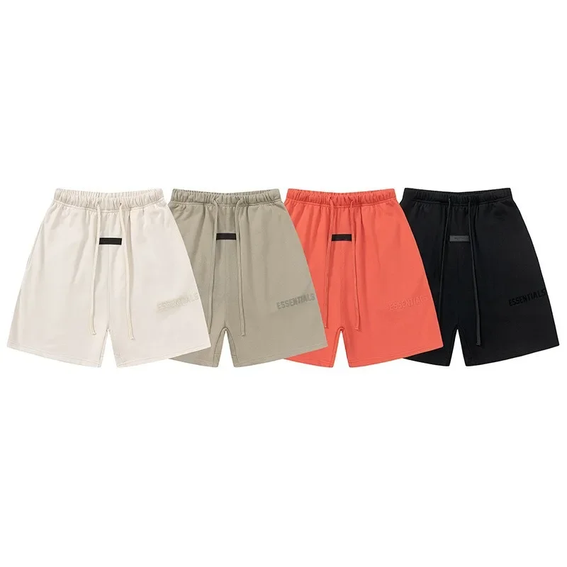 

ESSENTIALS Luxury Men's Shorts with Double Row Letter Printing Women's Fashion Brand High Street Loose Flocked Pants