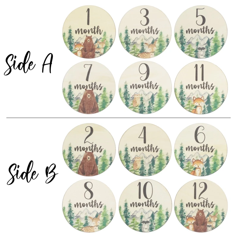 

6 шт., двусторонние деревянные открытки для новорожденных