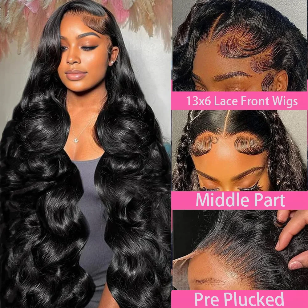 TNICE Фронтальный парик 13x6 Объемная волна Человеческие волосы Предварительно