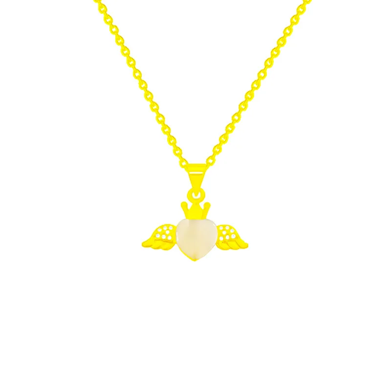 

Love Heart Lucky Angel Wings Crown Zircon Chain Pendant Necklace Nimble Mother's Day Woman Wedding Family Friend Gift Jewelry