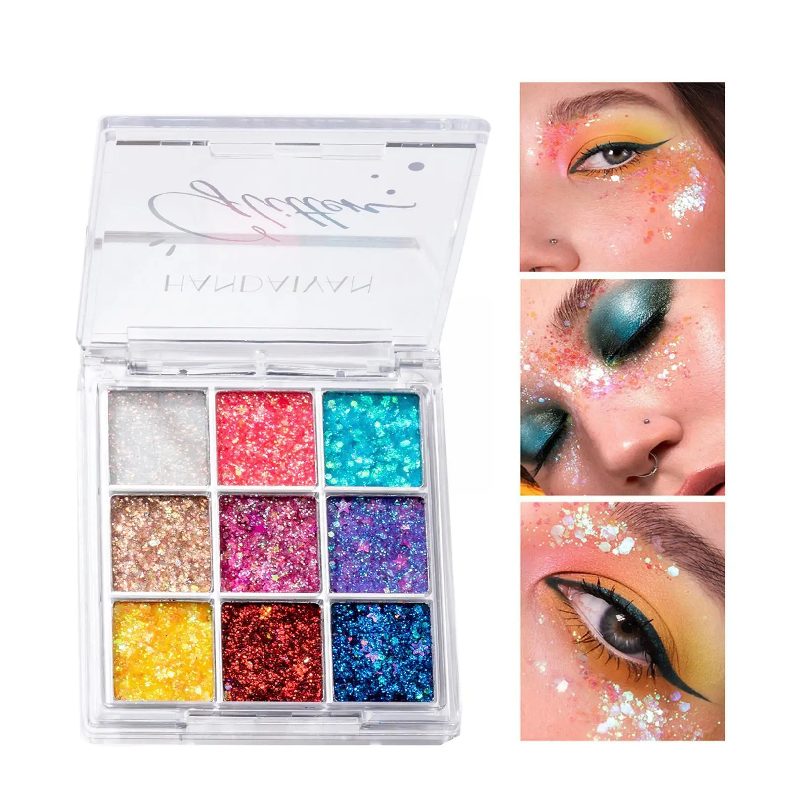

9 Colors Eyeshadow Palette Matte Glitter Pearly Waterproof Long-lasting Sequins Eyeshadow Shimmer Shiny Makeup Diamond