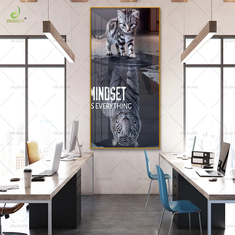 Оригинальная домашняя гостиная Золотая рамка тигр вход фон Хрустальная