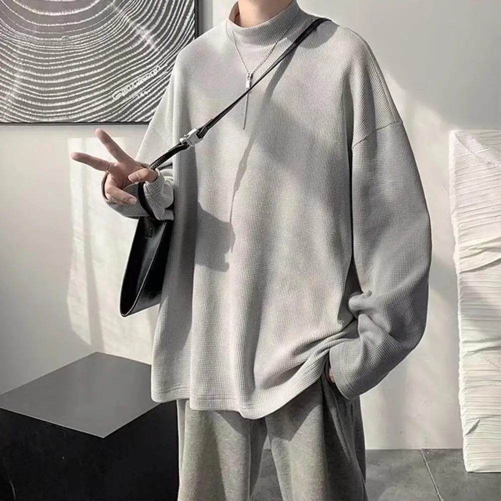 

Chic Sweatshirt Long Sleeves Soft Half High Collar Spring Sweatshirt Hip Hop Men Sweatshirt for Shopping