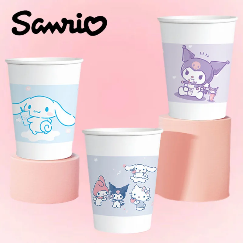 

50Pcs Kawaii Sanrio Cinnamoroll Kuromi Paper Cups Office Hot and Cold Drinks Home Thickened Disposable Cute Cartoon Water Cup