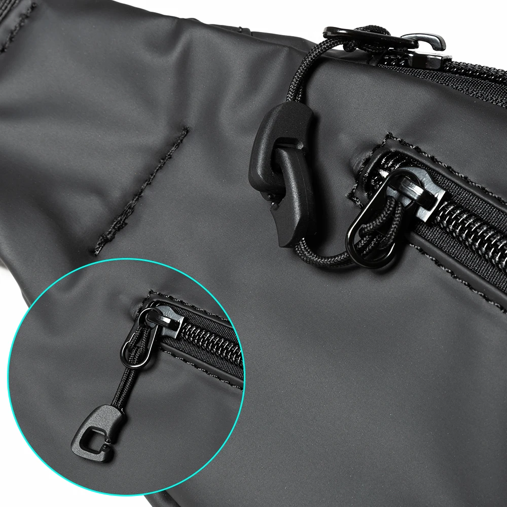 Waterproof Black Men's Chest Bag Lightweight Fashion Short Trip Multifunction Bag Zipper Anti-theft Outdoor Phone Crossbody Bag