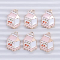 10pcs 14x20mm cute enamel fruit cherry drink charms for jewelry making girls fashion drop earrings pendants necklaces diy gifts