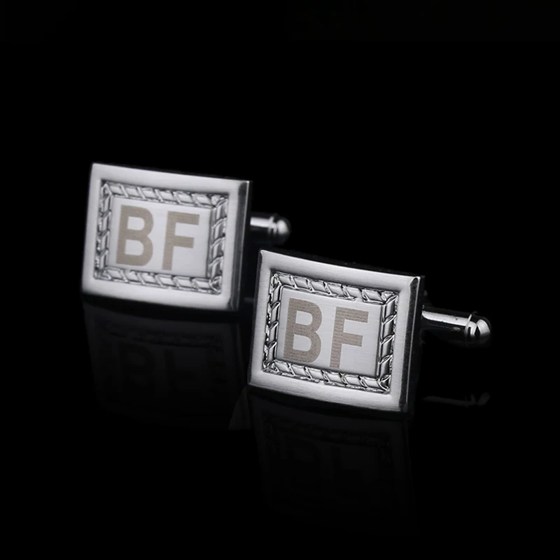 

Personalized Square Initials Name Silver Wheat Ears Cufflink Wedding Gift Laser Engraver Customized Cufflinks for Mens Luxury