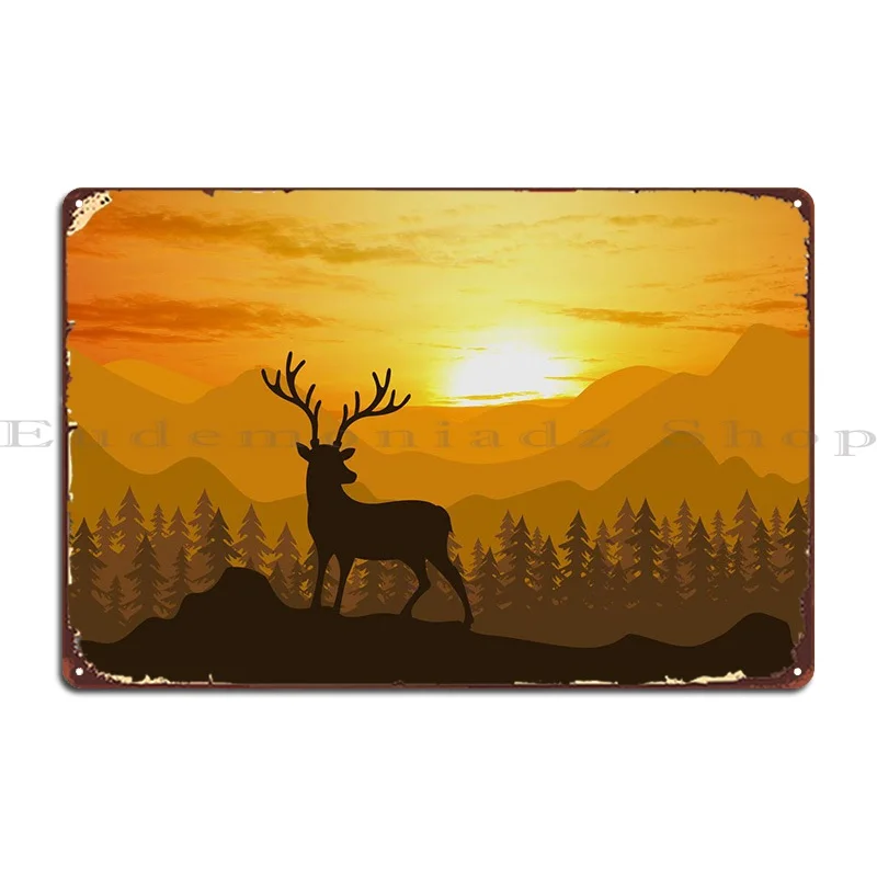 

Олень на горе, металлический Фотофон, Декор стен гаража, настенная роспись, жестяной знак, плакат