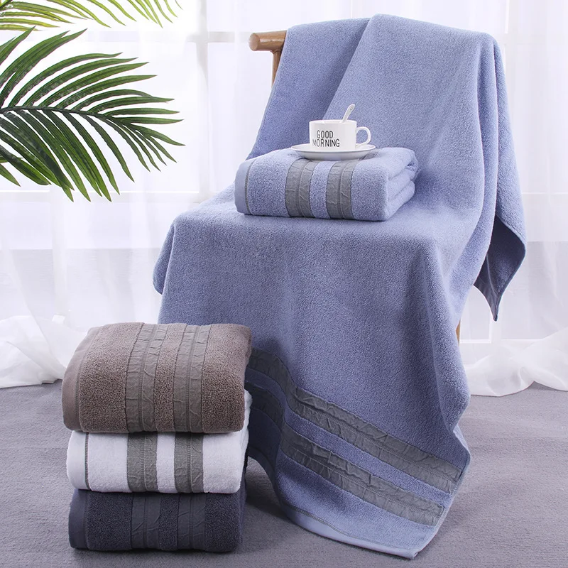 

70x140cm Adult Absorbent Bath Towel Soft Cotton Thickened Shower Towels Home House Pure Solid Color