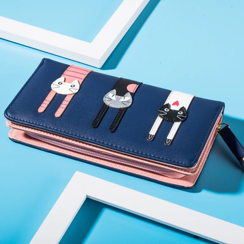 

Новый японский и южнокорейский симпатичный мультяшный клатч с тремя кошками женский длинный кошелек студенческий кошелёк для монет креативный клатч для девушек сумка для карт