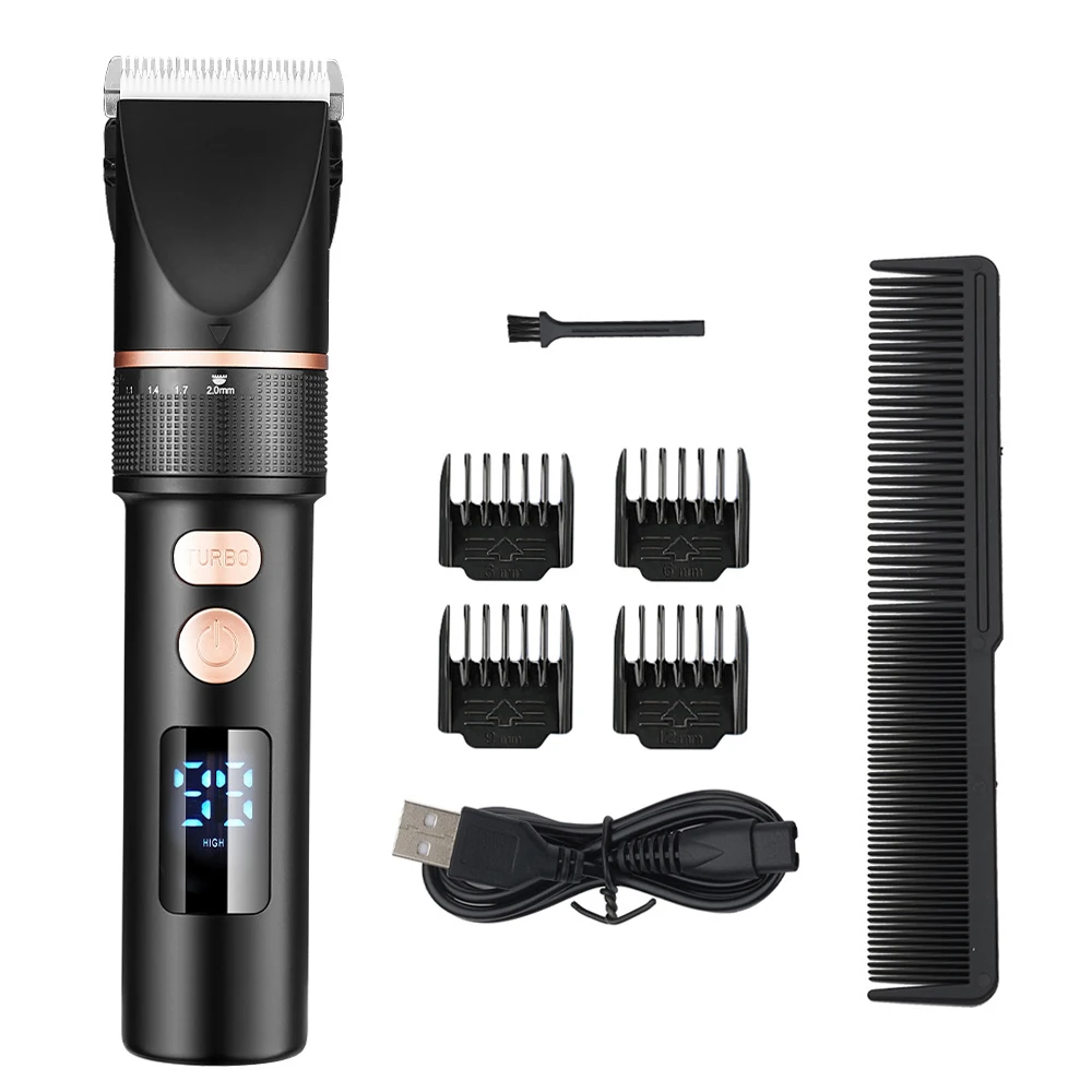 

Professional Hair Clipper Electric Rechargeable Cordless Hair Trimmer Titanium Ceramic Blade Hair Cutting Machine For Men