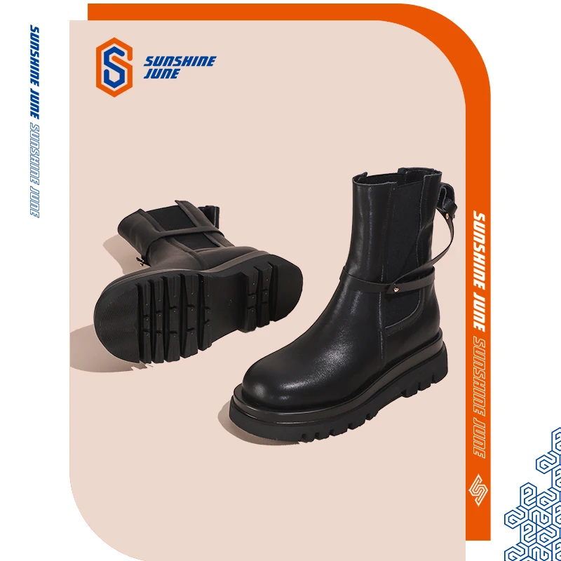 Women 2021 chelsea ins boot autumn/winter Martin boots thigh high leatherboots round toe boots shoes woman cute high-top shoes