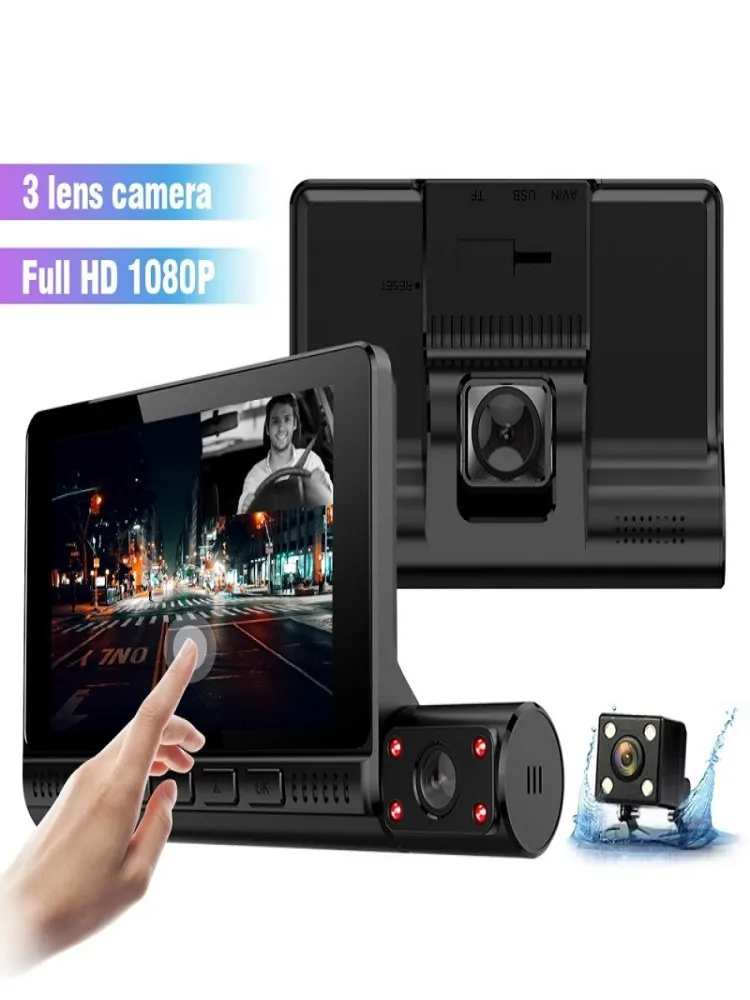 

4'' Dash Cam for Car 1080P DVR Front and Rear View 3 Lens Car Camera Recorder Night Vision Loop Recording Car Electronics