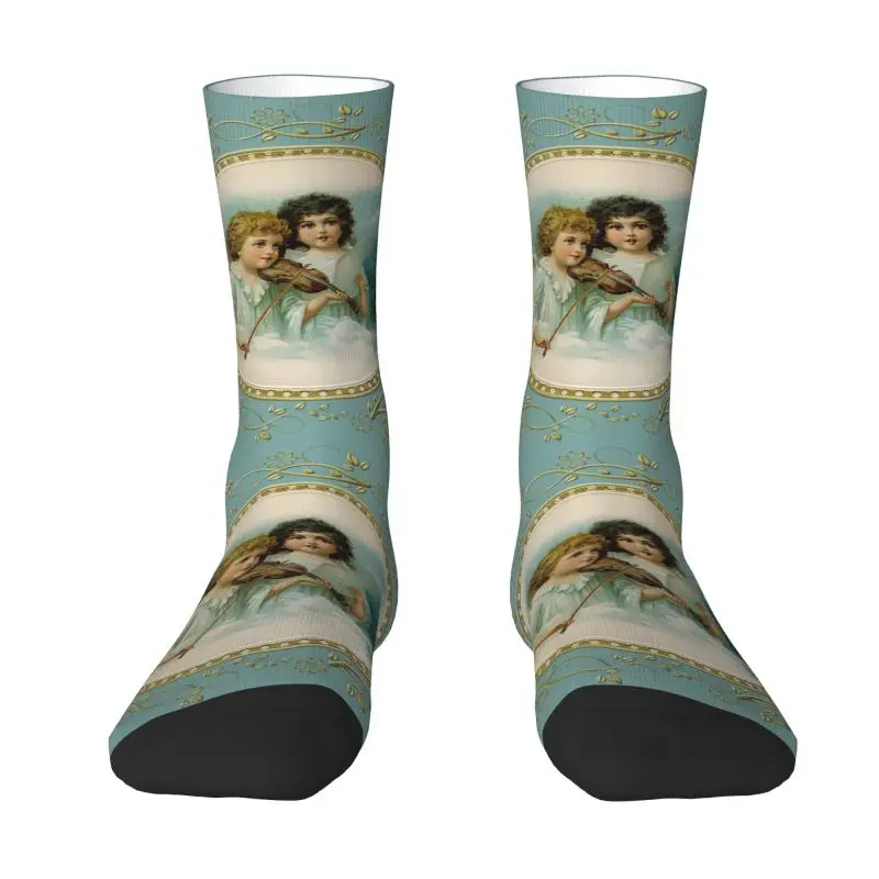 

Cute Mens Victorian Angel Dress Socks Unisex Breathbale Warm 3D Print And The Angels Sing Crew Socks