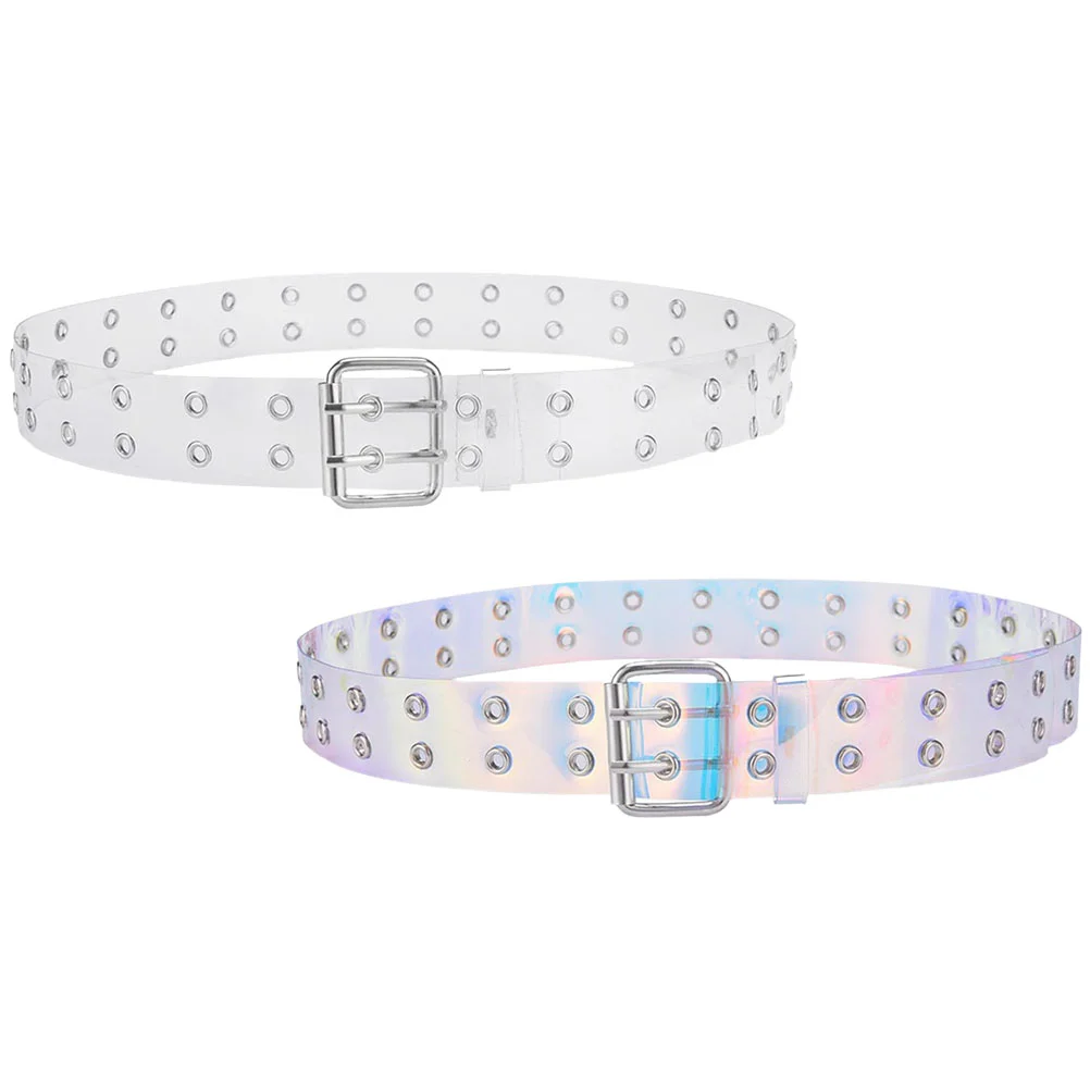 

2 Pcs Dress Belt Women's Decorative Transparent Chain Gothic Alloy Waist