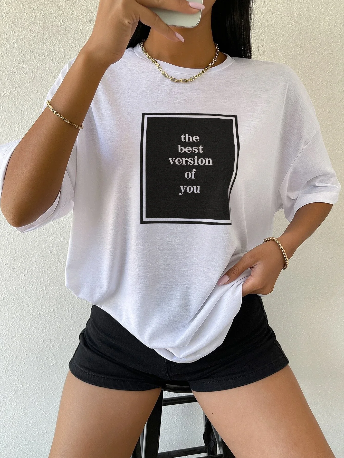 

Slogan Graphic Drop Shoulder Tee
