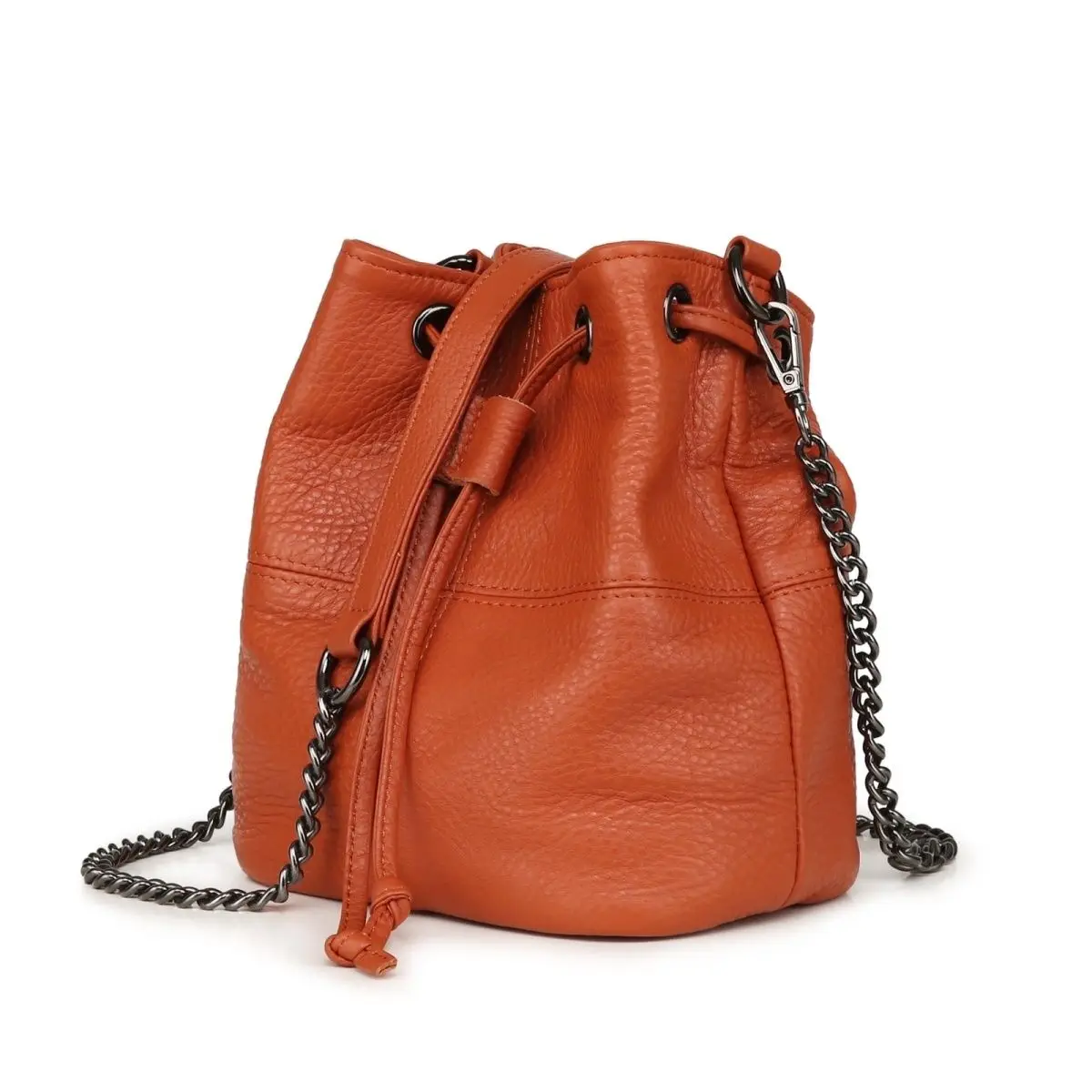 Vintage Original Handmade Leather Handbag For Women With Drawstring Bucket Cowhide Vegetable-tanned Leather Handbag For Women