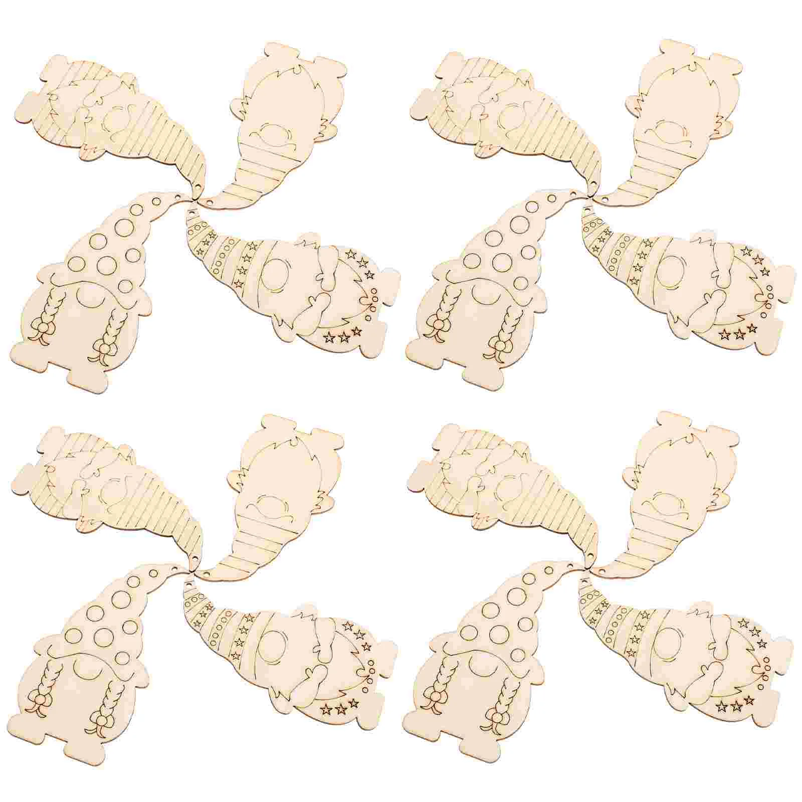 

40pcs Unfinished Christmas Wood Cutouts Blank Xmas Wooden Gnome Slices Xmas Hanging Diy Decors