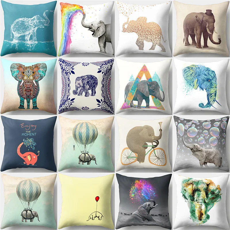 

Creative Bubble Cartoon Friendly Animal Cushion Cover Cute Elephant Pillow Cover Peach Skin Sofa Bedroom Decor