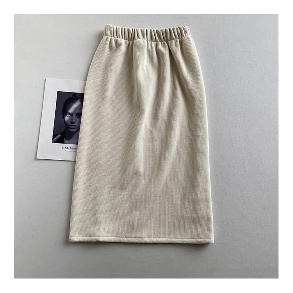 

Women's Skirt Women's Loose And Velvet Slit Mid-length A-line Skirt Casual Skirt Japan Korea Office Lady Commuter Spring 2022