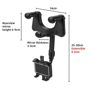 Version 360° Car Rearview Mirror Phone Holder Universal Mobile Phone Stand Telescopic Navigation Bracket Telephone Support 6