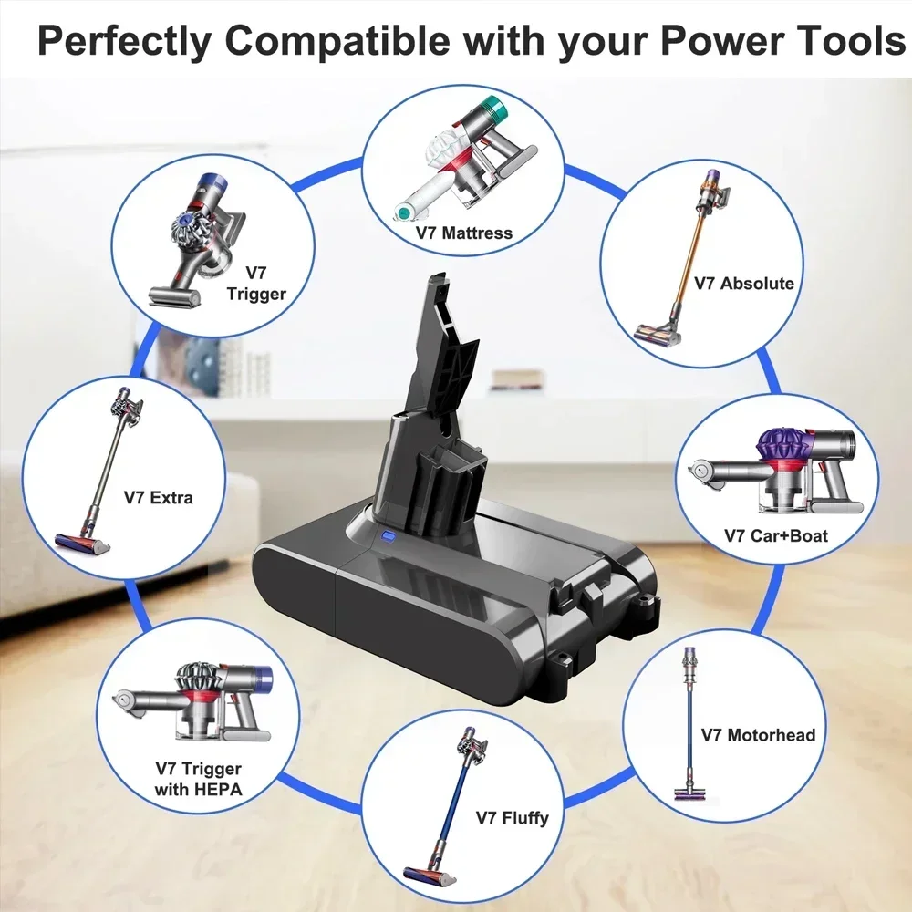 Фото V7 128000 Оригинальный аккумулятор mAH для Dyson V7 Motorhead Animal Absolute SV11, аккумулятор 21,6 В DE FR RU + ручной пылесос для лодки №5