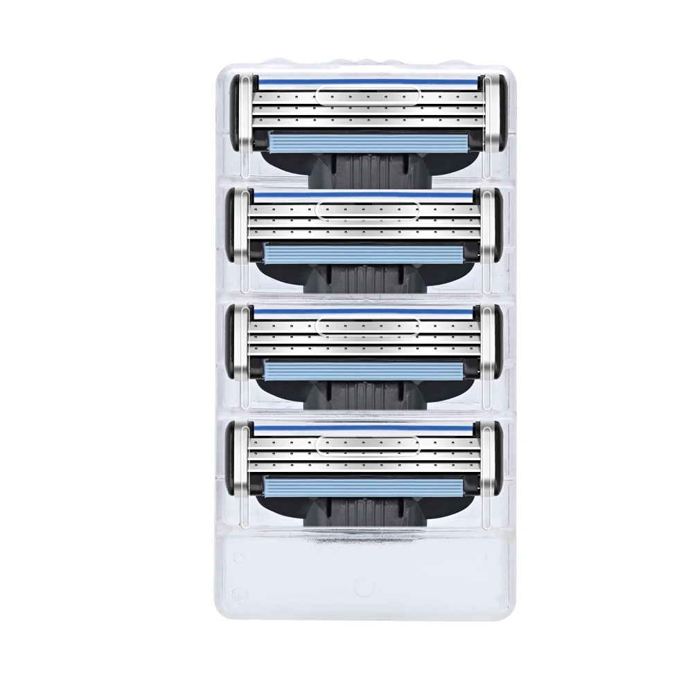 

4Pcs Triple Blades Cartridges Men Razor Blade Replacement Blade Heads Stainless Steel Blade Sharp Compatible Beard Shave Blade