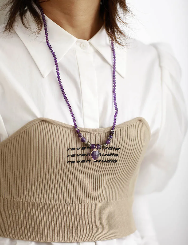 Женское ожерелье с подвеской в виде сердца кристаллами |