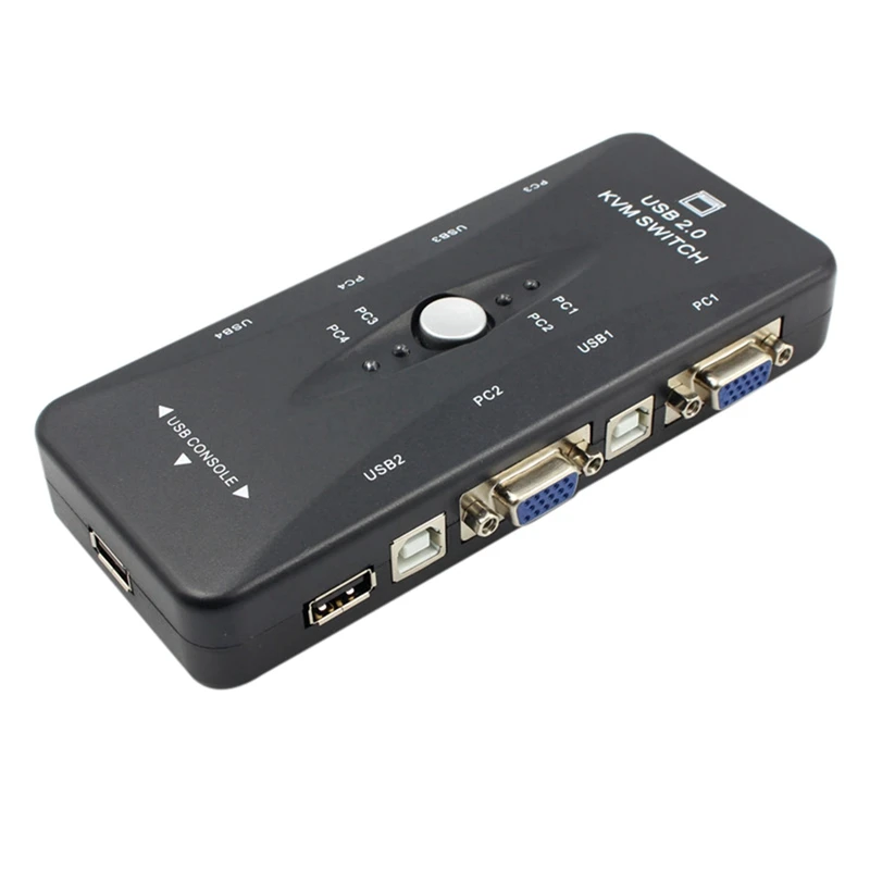 

One for Four 4 Port USB 2.0 KVM Switch Box + 4 KVM Cables Keyboard Monitor VGA SVGA PC Laptop