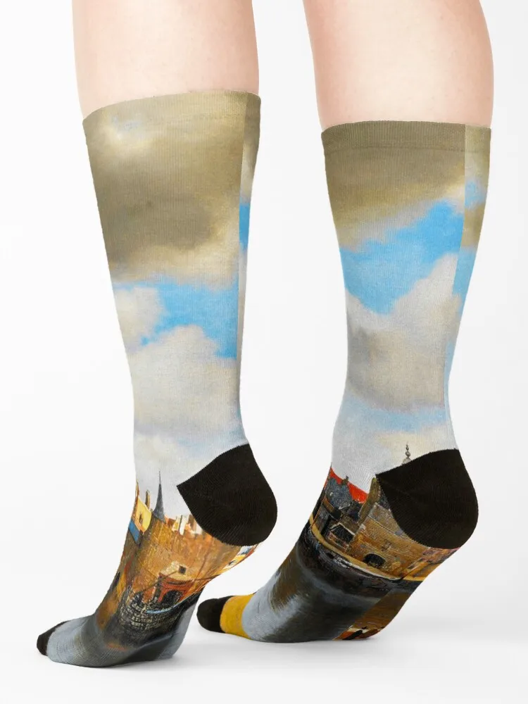 Женские и мужские противоскользящие носки Johann VERMEER - View of Delft 1660 1661