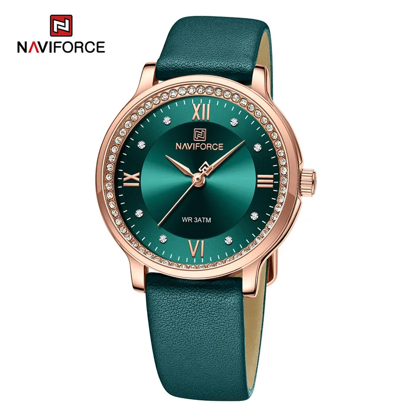 NAVIFORCE New Design High Quality Women Dress Watch Female Leather Wristwatch Waterproof Fashion Casual Ladies Clock Reloj Mujer