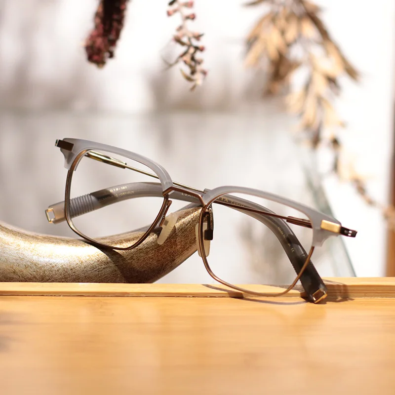 

Retro Large Frame Japanese Ultra-light Pure Titanium Full Frame Men's Flat Light Myopia Color-Changing Anti-Fog Glasses Frame