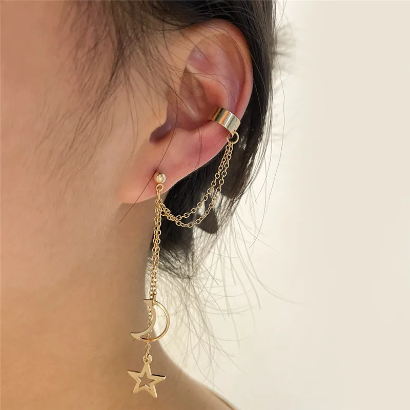 

Earrings Jewelry Fashion Girls Personality Metal Ear Clip Leaf Tassel Earrings For Women Gift Pendientes Ear Cuff Caught