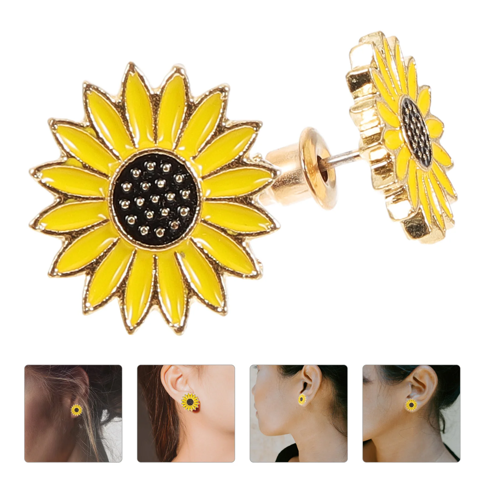 

1 Pair Ear Studs Teen Girls Sunflower Earrings Women Fashionable Earrings Cute Ear Jewelries