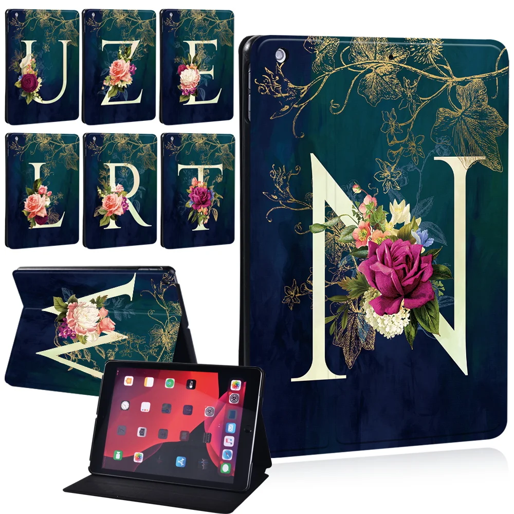 

iPad 9th Cases 26 Letters Tablet Case for Apple IPad 2 3 4 9.7“/5th/6th/7th/8th /Mini 1 2 3 4 5/Air 1 2 3 4/ Initial Name Cover