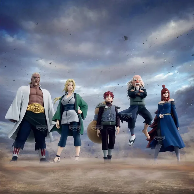 Фото В наличии: Коллекционная модель Banpresto Naruto Shippuden — Тсунадэ, Гаара, Теруми, Мэй, Оноки (Пять Каге), оригинальная аниме-фигурка, подарок №2