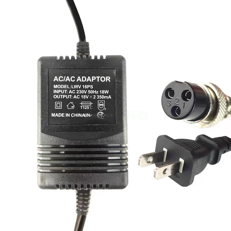 Фото Внешний адаптер питания AC230V с вилкой США 17vX2 350mA 18V×2 1.4A 600MA-800MA 350mA PA10/PA20/PA30/MG82/MG10/MG102 для yamaha №3