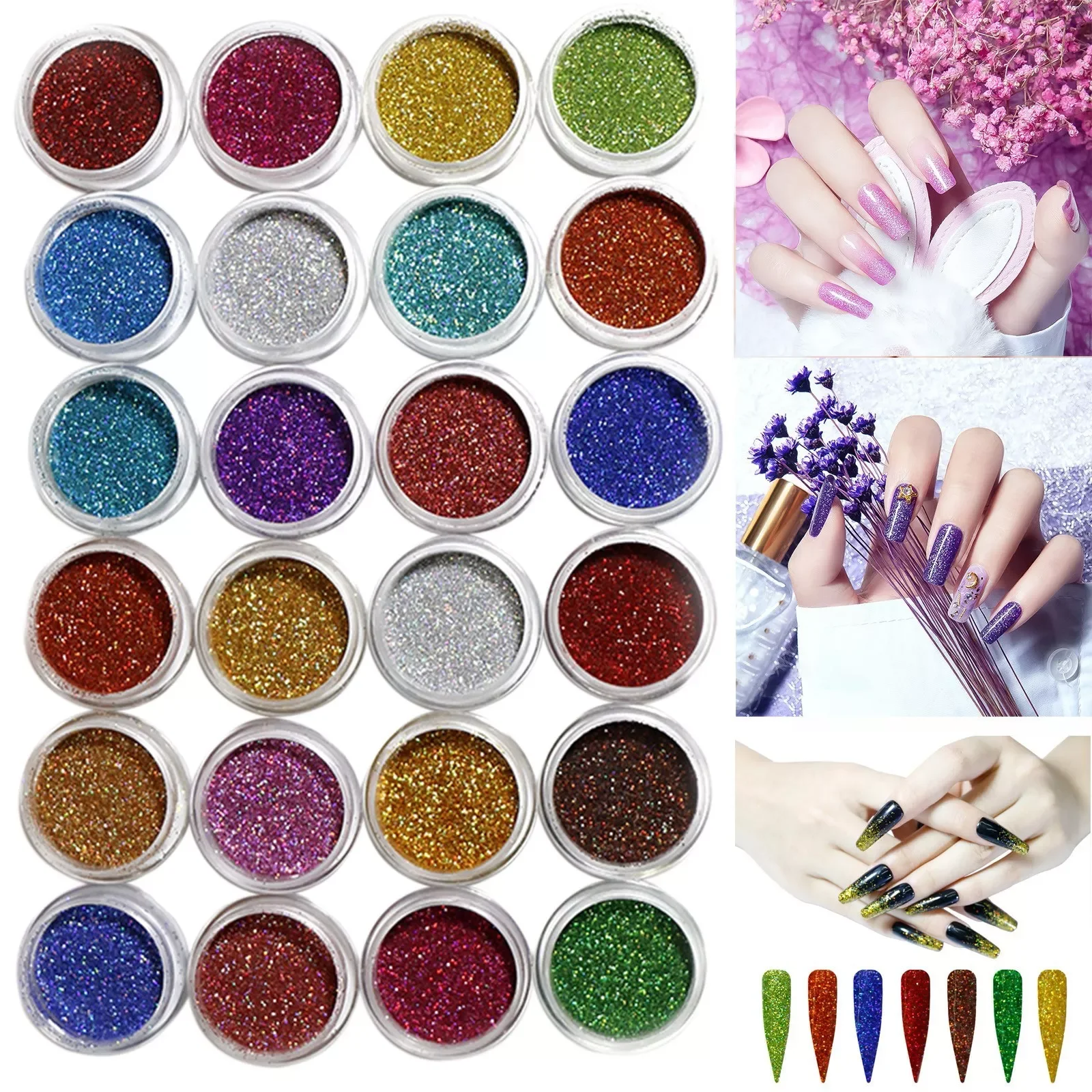 

NEW2023 Clear Young Nails Powder Polish Remover for Dip Nails Nail Glitter DIY Glitter Powder 24 Colors Nail Glitter Nail Extens
