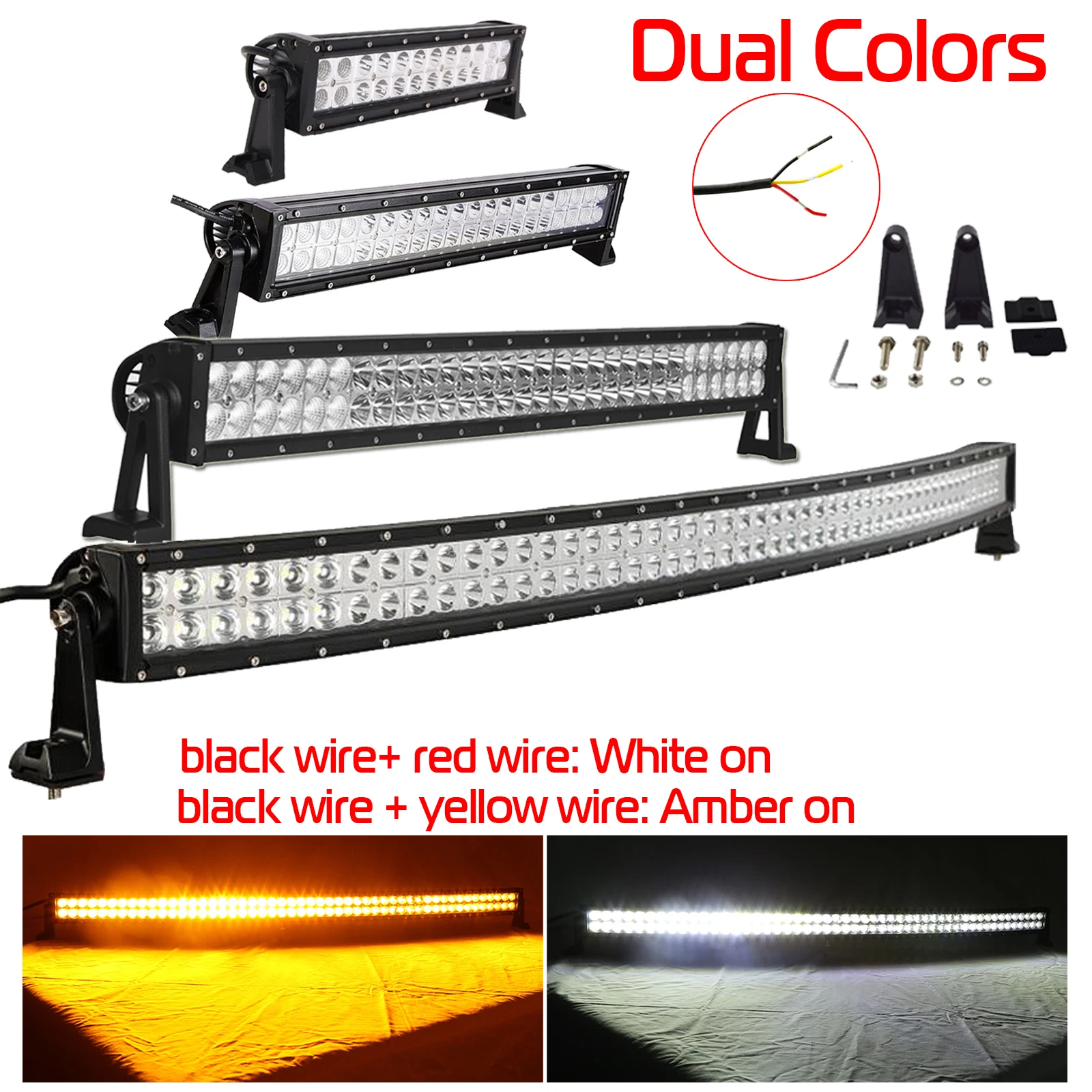 

Led Light Bar 22" 32" 42" 52" inch Amber White Dual Colors Spot Flood Combo Beam for ATV SUV 4X4 Truck Off Road LED Work Light