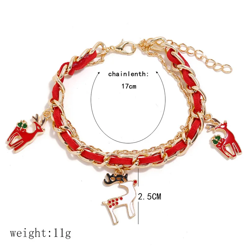 

European and American Christmas New Bracelet hot sale elk Santa alloy multi-layer Bracelet manufacturer direct sales jewelry