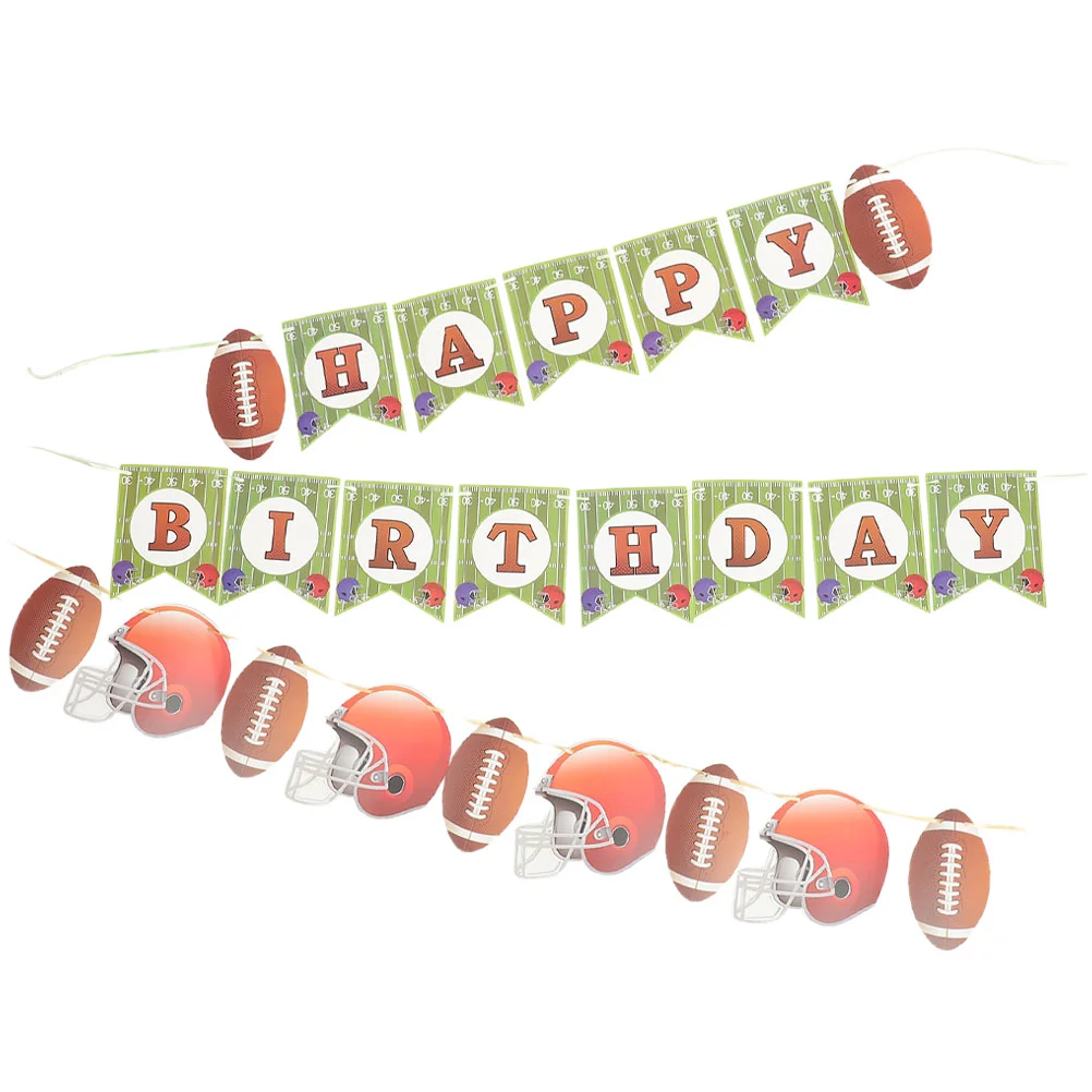 

2 Sets Cake Decorations Birthday Party Ornament Latte Background Banner Supplies Hanging