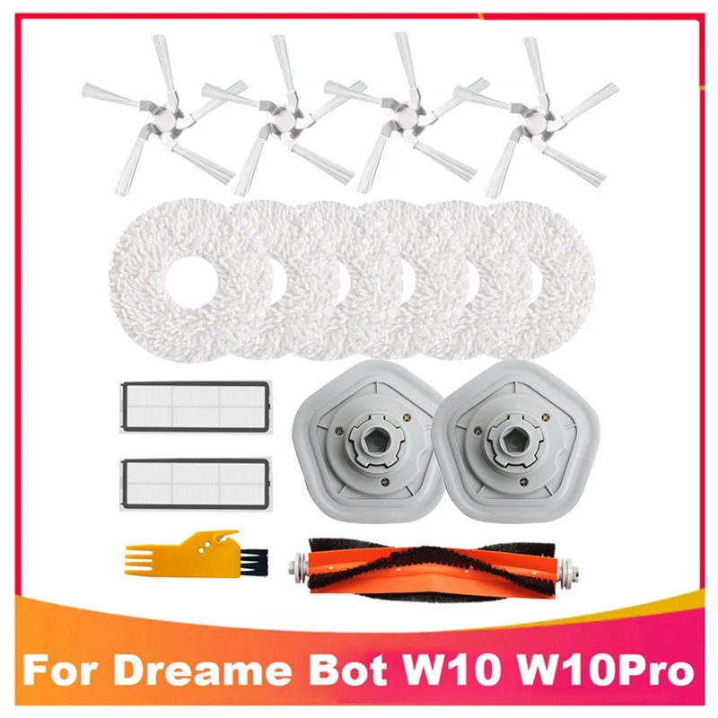 

16Pcs Replacement Accessories Kit For Dreame W10/W10 Pro Robot Vacuum Cleaner Washable Filter Mop Cloth Main Side Brush