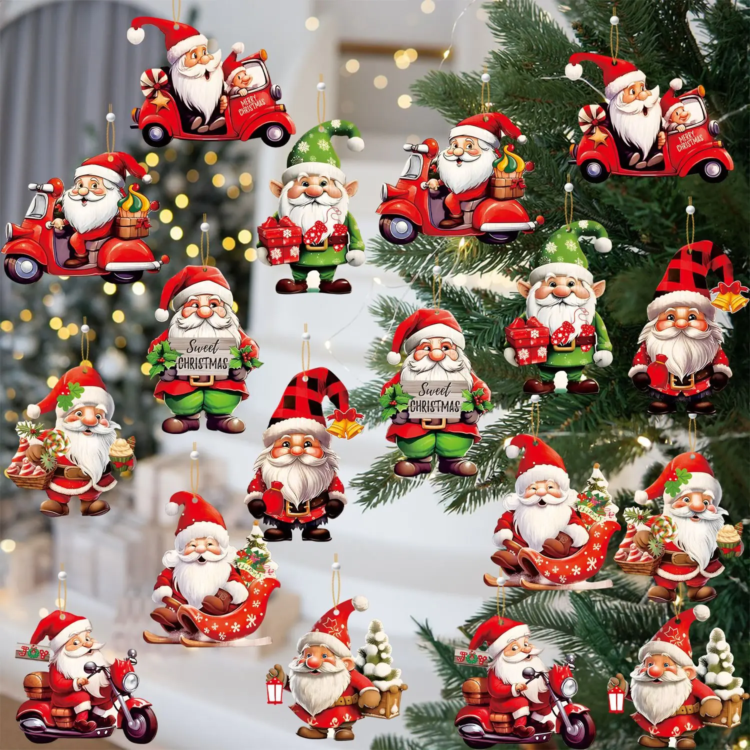 Рождественский деревянный подвесной орнамент Noface Gnome Santa Clause Снеговик Подвески