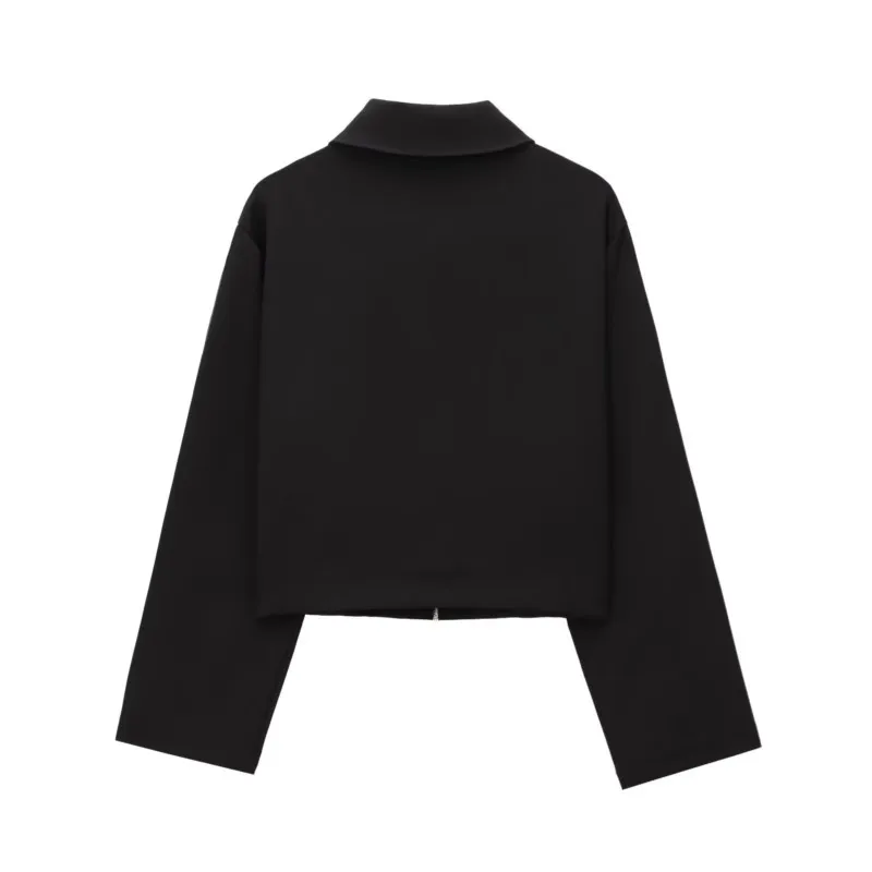 TRAF женская лоскутная короткая куртка одежда осенняя повседневная свободная