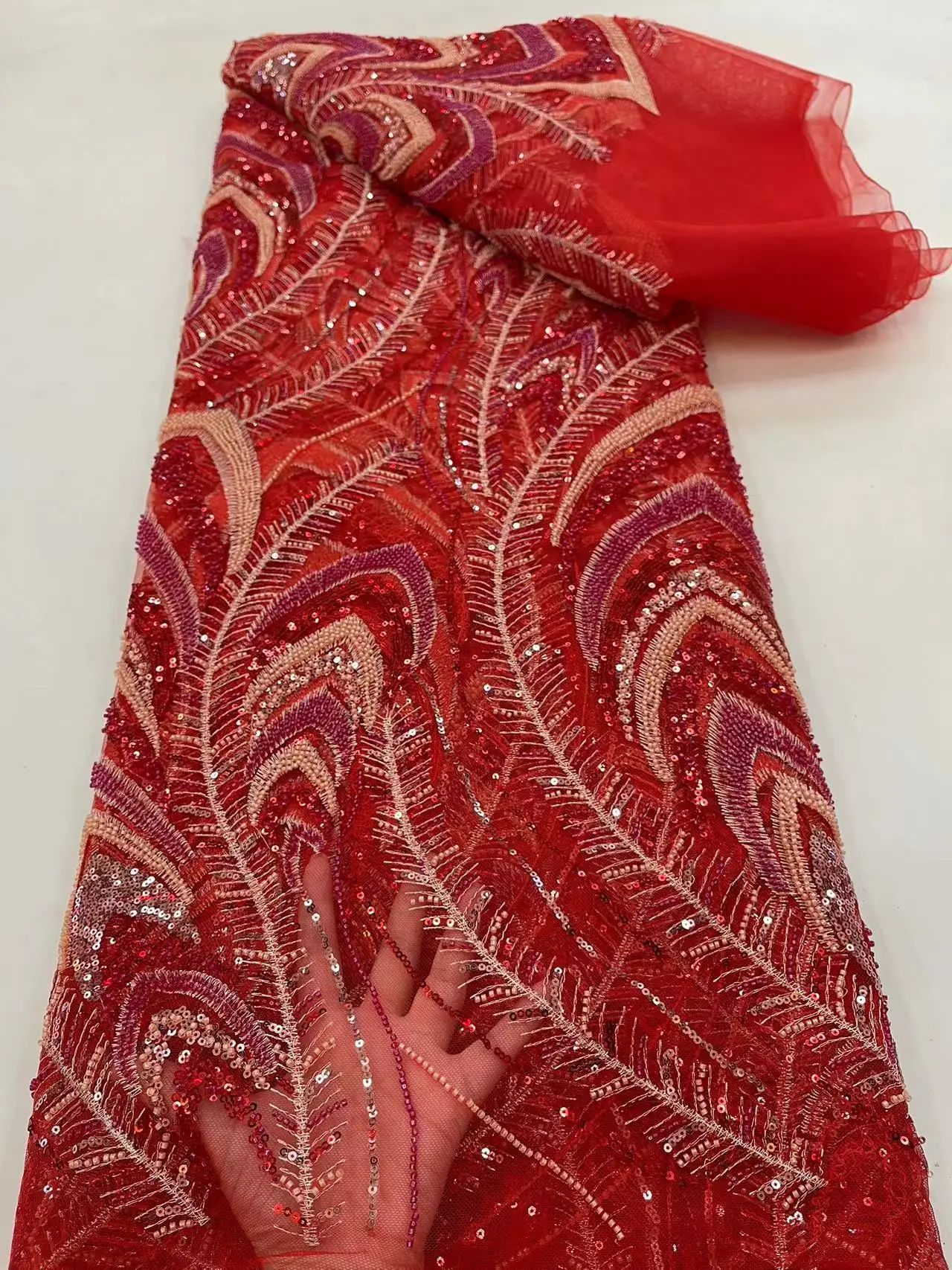 5 ярдов 2024 новинка лучшее качество изящная мягкая вышитая бисером кружевная