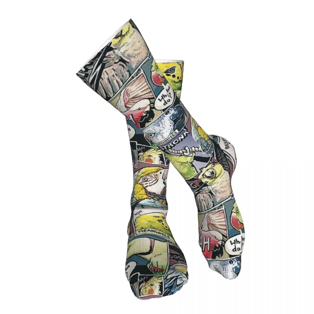

Parrots Comic Style Adult Stockings Moisture absorbent Suitable For Sports Medium Thickness Bright Colours