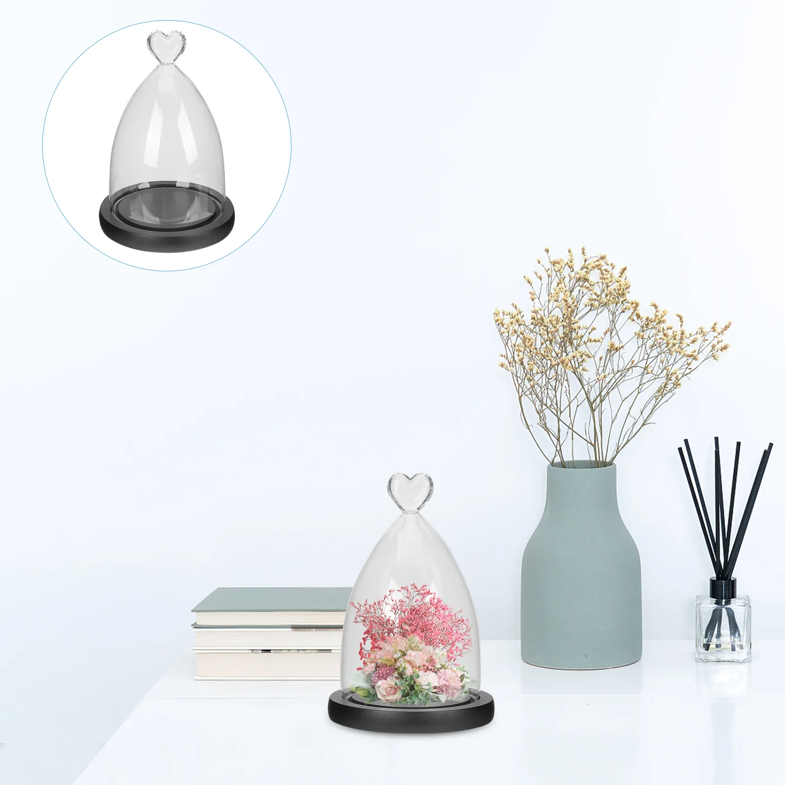 

Clear Memorable Flower Craft Desktop Cover Clear Immortal Flower Glass Cover Creative Glass Cover Decor Preserved Flower Cover