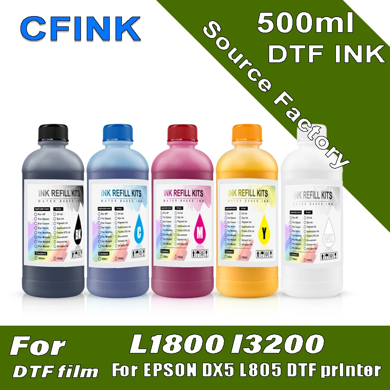 5 цветов x 500 мл чернила DTF для Epson L1800 L800 L805 DX5 DX7 I3200 I4720 I5113 переводной пленки